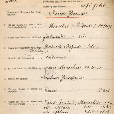 Giacinto Rocca - Anmeldung in Differdingen